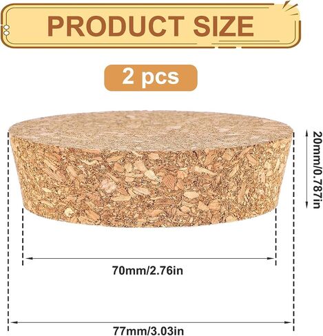 2 حزمة مدببة Cork Lids Cork Bottle Stoppers ، 3 × 2.76x0.78 بوصة سدادة زجاجة النبيذ ، فلينات بديلة الخشب الناع in Saudi Arabia