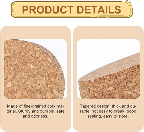 2 حزمة مدببة Cork Lids Cork Bottle Stoppers ، 3 × 2.76x0.78 بوصة سدادة زجاجة النبيذ ، فلينات بديلة الخشب الناع in Saudi Arabia