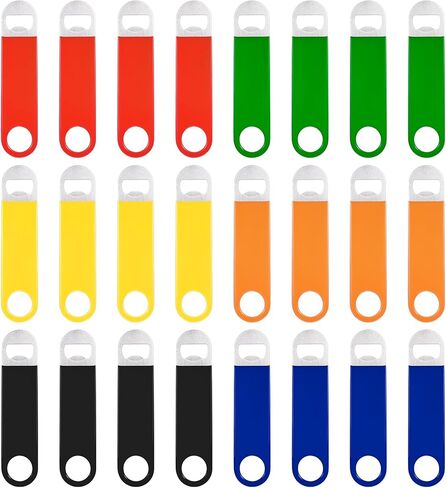 24 Pcs 7" Stainless Steel Flat Bottle Opener Bulk, Heavy Duty Bar Blade Solid Bottle Cap Openers, Beer Flask Tools, Rubber Coated Beer Bottles Opener for Kitchen Bar Restaurant, Multicolor in Kuwait