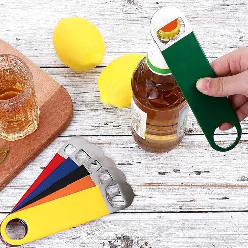 24 Pcs 7" Stainless Steel Flat Bottle Opener Bulk, Heavy Duty Bar Blade Solid Bottle Cap Openers, Beer Flask Tools, Rubber Coated Beer Bottles Opener for Kitchen Bar Restaurant, Multicolor in Kuwait