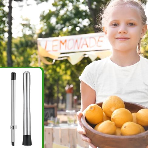 2 PCS Straw Puncher و Muddler لأكواب أغطية البلاستيك الليمون ، والثقب القش ، 304 Muddler من الفولاذ المقاوم للصدأ ، لوازم عصير الليمون الطازجة in Saudi Arabia