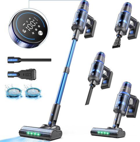 V25 Cordless Vacuum Cleaner, 680W 60Kpa Powerful Stick Vacuum with Dust Sensor, Digital Display, 4000mAh Rechargeable Battery up to 60Mins, Versatile for Pet Hair, Floor, Carpet in Saudi Arabia
