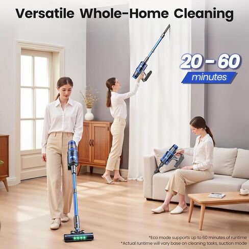 V25 Cordless Vacuum Cleaner, 680W 60Kpa Powerful Stick Vacuum with Dust Sensor, Digital Display, 4000mAh Rechargeable Battery up to 60Mins, Versatile for Pet Hair, Floor, Carpet in Saudi Arabia