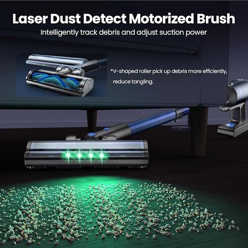 V25 Cordless Vacuum Cleaner, 680W 60Kpa Powerful Stick Vacuum with Dust Sensor, Digital Display, 4000mAh Rechargeable Battery up to 60Mins, Versatile for Pet Hair, Floor, Carpet in Saudi Arabia