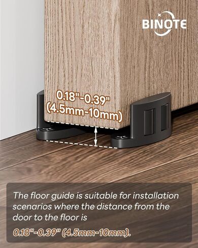 2Pack Sliding Barn Door Bottom Floor Guide, Double-Sided Roller Design, Aluminum Alloy with Smooth Roller, Sliding Door Guides Floor Mount, Black in Kuwait