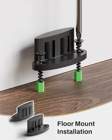 2Pack Sliding Barn Door Bottom Floor Guide, Double-Sided Roller Design, Aluminum Alloy with Smooth Roller, Sliding Door Guides Floor Mount, Black in Kuwait