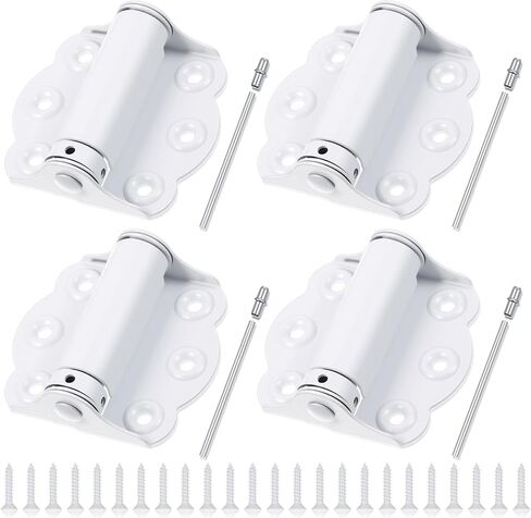 Zonon 4 Pack Self Closing Screen Door Hinge 2 3/4" Adjustable Heavy Duty Steel Spring Loaded Hinges Closer for Screen Cabinet Garage Storm Left and Right Door(White) in Saudi Arabia