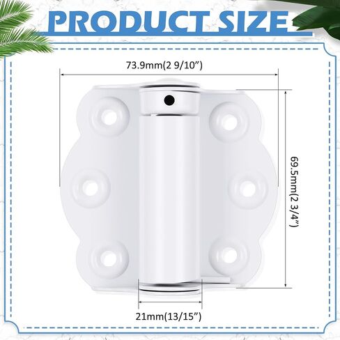 Zonon 4 Pack Self Closing Screen Door Hinge 2 3/4" Adjustable Heavy Duty Steel Spring Loaded Hinges Closer for Screen Cabinet Garage Storm Left and Right Door(White) in Saudi Arabia