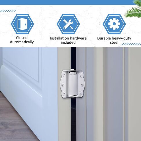 Zonon 4 Pack Self Closing Screen Door Hinge 2 3/4" Adjustable Heavy Duty Steel Spring Loaded Hinges Closer for Screen Cabinet Garage Storm Left and Right Door(White) in Saudi Arabia