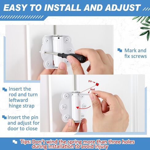 Zonon 4 Pack Self Closing Screen Door Hinge 2 3/4" Adjustable Heavy Duty Steel Spring Loaded Hinges Closer for Screen Cabinet Garage Storm Left and Right Door(White) in Saudi Arabia