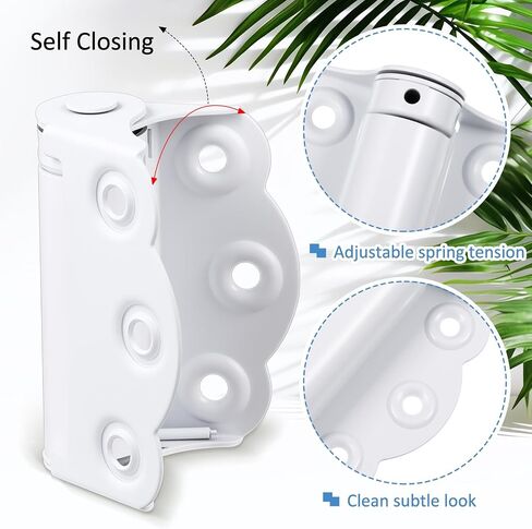 Zonon 4 Pack Self Closing Screen Door Hinge 2 3/4" Adjustable Heavy Duty Steel Spring Loaded Hinges Closer for Screen Cabinet Garage Storm Left and Right Door(White) in Saudi Arabia