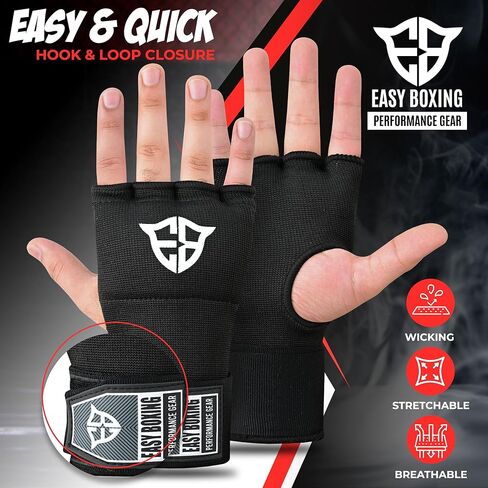 Gel Inner Gloves handwraps Inner Gloves for Men and Women, 75 cm Quick Wrist Strap, Padded Knuckle Protection for Muay Thai Kickboxing, Hand Wraps for Boxing & Martial Arts in Saudi Arabia