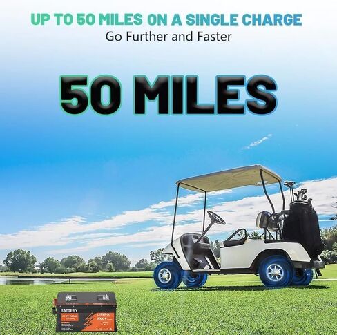 بطارية 48V 105ah الليثيوم غولف سارت ، 6000+ دورة قابلة للشحن بطارية LIFEPO4 مع شاحن 58.4V 18A ، 200A BMS ، علبة الفولاذ المقاوم للصدأ ، شاشة LCD التي تعمل باللمس وتطبيق الهاتف المحمول ، مثالية لعربات الجولف in Kuwait