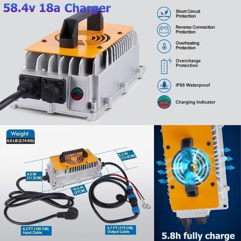 بطارية 48V 105ah الليثيوم غولف سارت ، 6000+ دورة قابلة للشحن بطارية LIFEPO4 مع شاحن 58.4V 18A ، 200A BMS ، علبة الفولاذ المقاوم للصدأ ، شاشة LCD التي تعمل باللمس وتطبيق الهاتف المحمول ، مثالية لعربات الجولف in Kuwait