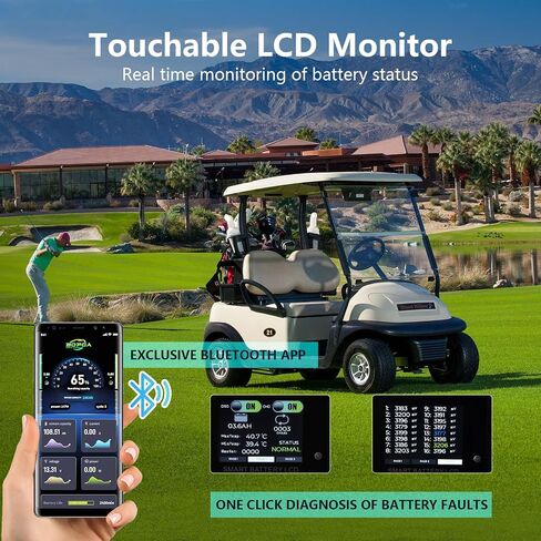 48V 105ah Lithium Battery Golf Cart مع شاحن | بطاريات عربة غولف مدمجة في Bluetooth 150a BMS ، Monitor Touch and Mobile ، بطارية LifePo4 4000+. in Saudi Arabia