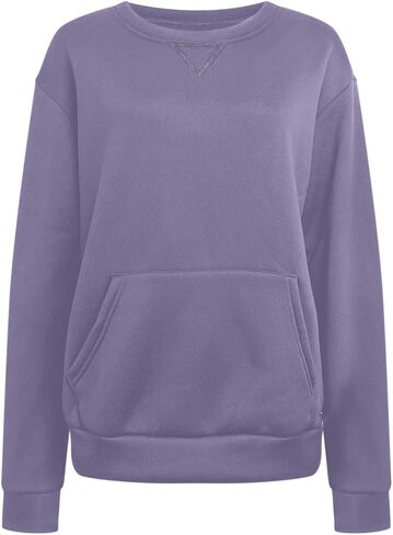 bmkBWO Sweatshirt for Women,Plus Size Fleece Lined Crewneck Sweatshirts Oversized Pullover Tops Fall Winter Clothes in Kuwait