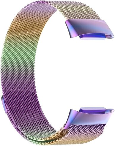 Metal Band Compatible with Fitbit Charge 6 / Charge 5, Milanese Stainless Steel Mesh Replacement Strap, Adjustable Magnetic Loop Wristband for Men Women in Saudi Arabia