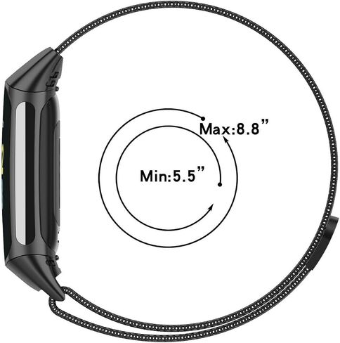 Metal Band Compatible with Fitbit Charge 6 / Charge 5, Milanese Stainless Steel Mesh Replacement Strap, Adjustable Magnetic Loop Wristband for Men Women in Saudi Arabia