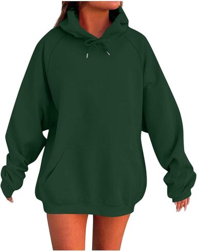 Oversized Hoodies for Women Drawstring Crewneck Sweatshirt Casual Loose Fit Long Sleeve Pullover Tops with Pockets in Kuwait