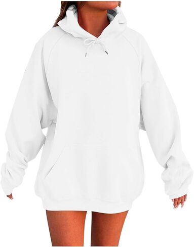 Oversized Hoodies for Women Drawstring Crewneck Sweatshirt Casual Loose Fit Long Sleeve Pullover Tops with Pockets in Kuwait