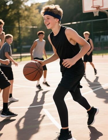 HASMES Boys Compression Leggings Youth Compression Pants Sports Tights Athletic Base Layer for Basketball Hockey Running in Kuwait