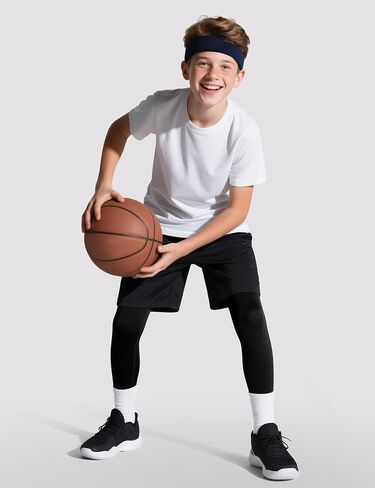 HASMES Boys Compression Leggings Youth Compression Pants Sports Tights Athletic Base Layer for Basketball Hockey Running in Kuwait