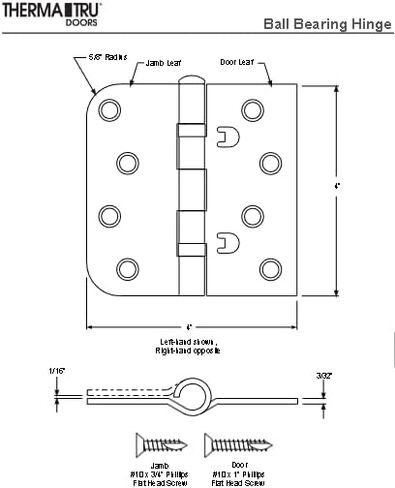 Therma-Tru 4"" x 5/8"" Self Aligning Universal Ball Bearing Door Hinge (3, Black Nickel), HGBBL5 in Saudi Arabia