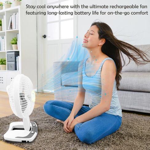 Technical Pro Adventure Series Rechargeable Desk/Wall Fan with LED Work Lamp, Adjustable Tilt Super-bright LED Lamp in Saudi Arabia