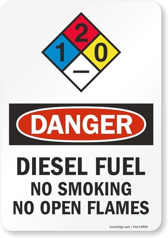 SmartSign "Danger - Diesel Fuel, No Smoking No Open Flames" NFPA Label | 7" x 10" Laminated Vinyl in Saudi Arabia