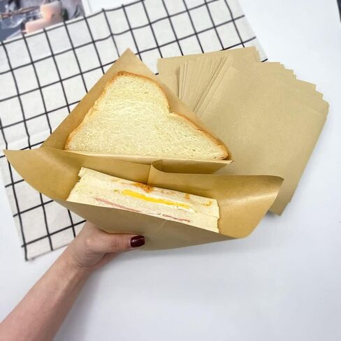 100pcs Small Deli Paper Wrappers, Disposable Greaseproof Double Open Bags, Deli Sheets for Donut, Sandwich, Pretzel, Snacks, Cookies in Kuwait