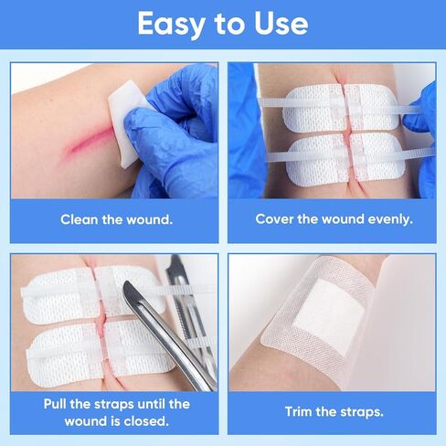34 Pack Wound Closure Strips, Zip Stitches Wound Closure Kit 6PCS Repair Wounds Without Stitches, Sutures Butterfly Bandaids for Cut Care, Skin Closures, Outdoor Survival, Trauma Care in Saudi Arabia