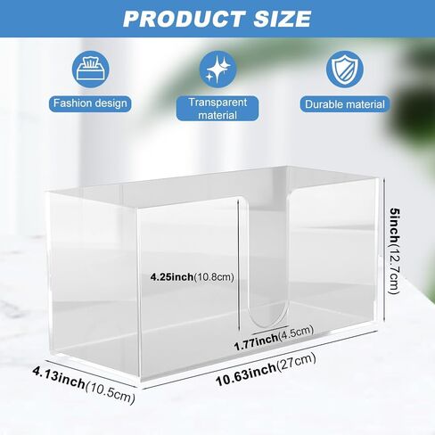 Acrylic Napkin Holder,Acrylic Guest Towel Holder for Bathroom,Waterproof Splashing Napkin Tray,Clear Hand Towel Holders for Kitchen,Guest Towel Tray for Disposable Hand Towels in Saudi Arabia