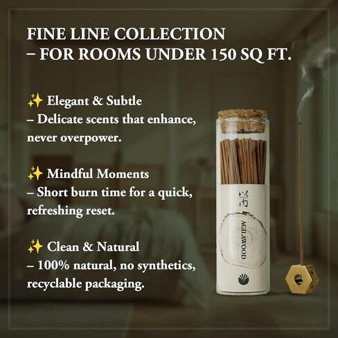 Innergy Luxury Peach Blossom Bisense Sticks - 100 ٪ رائحة الأزهار الطبيعية للهدوء والرومانسية والنوم | خشب الصندل الصديق للبيئة و Agarwood Blend | 150 عصا (62+ ساعة) مع حامل النحاس in Kuwait