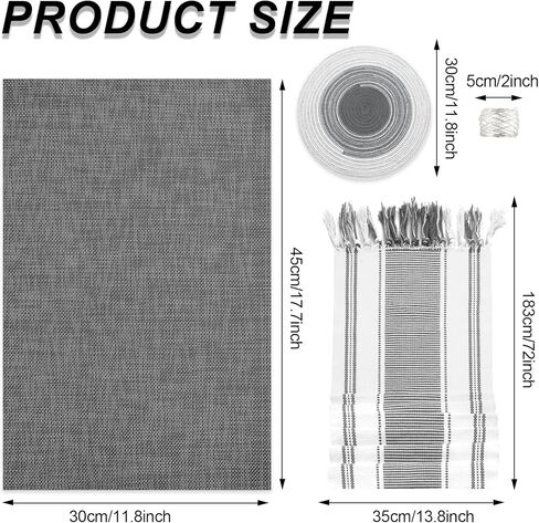 SK Studio 19pcs Boho Table Runner placemat و fedickin Ring مجموعة مستطيل ومحاكمة وجبة مستديرة Macrame Table مع شرابات لتناول الطعام في مطبخ الزفاف ، البيج ، البيج in Kuwait