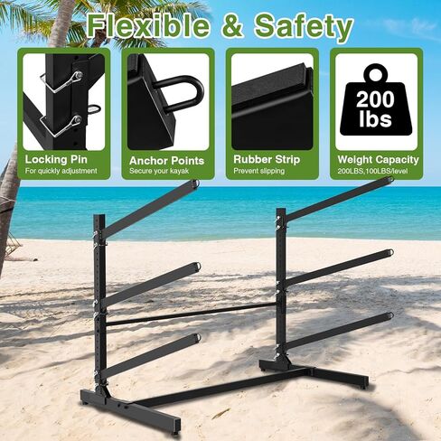 رف قوارب تخزين قوارب الكاياك رفوف قوارب الكاياك الثقيلة للمرآب والخزانة في الهواء الطلق رف تخزين قائم بذاته لزوارق الزوارق ركوب الأمواج و Paddleboard (مستويين) in Kuwait
