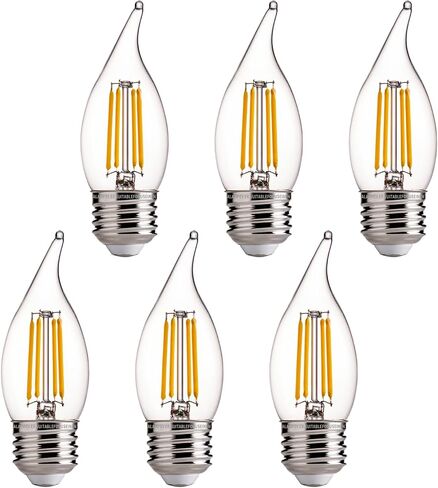 ALAMPEVER Dimmable 6-Pack CA11 Candelabra LED Light Bulb, 4.5W (60W Equivlant) LED Chandelier Light Bulb, E26 Medium Base, 2700K Soft White, 450LM, CRI82 in Saudi Arabia