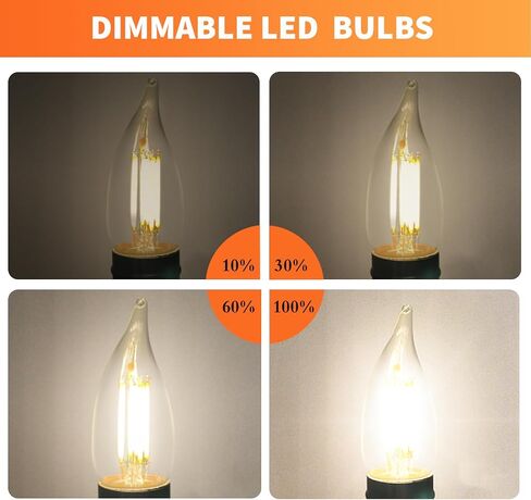 ALAMPEVER Dimmable 6-Pack CA11 Candelabra LED Light Bulb, 4.5W (60W Equivlant) LED Chandelier Light Bulb, E26 Medium Base, 2700K Soft White, 450LM, CRI82 in Saudi Arabia