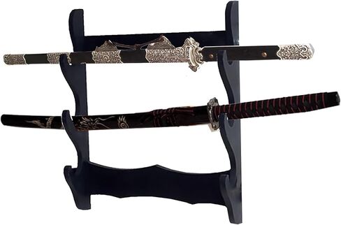 Wooden Sword Wall Mount Holder, 3 Tier Samurai Sword Display - Katana, Wakizashi, Sword Flute Fishing Rod Storage (3-Tier) in Kuwait