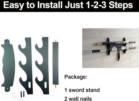 Wooden Sword Wall Mount Holder, 3 Tier Samurai Sword Display - Katana, Wakizashi, Sword Flute Fishing Rod Storage (3-Tier) in Kuwait