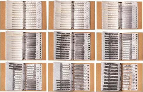 SMD 0805 Resistors and Capacitors Assortment 2 Books, incl. Transistors, Diodes, MOSFET, OpAmps, Inductors, IC, Zener, BJT, JFET, Voltage Regulators, SOT89, SMA, TO-252, Tweezers, Kit SMT - 9100 pcs in Kuwait