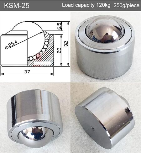 KSM-22/25/30/38 Heavy Universal Ball Bearing Casters Wheel Transport Sphere Systefurniture Wheel 1Pcs(KSM-25) in Kuwait