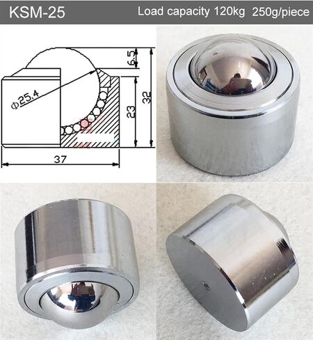 KSM-22/25/30/38 Heavy Universal Ball Bearing Casters Wheel Transport Sphere Systefurniture Wheel 1Pcs(KSM-25) in Kuwait