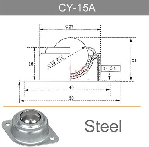 Universal Ball CY-25A 12A 15A19A Nylon Ball Universal Cattle Compression Ball Furnitur Wheel 2Pcs(Nylon CY 15A) in Saudi Arabia