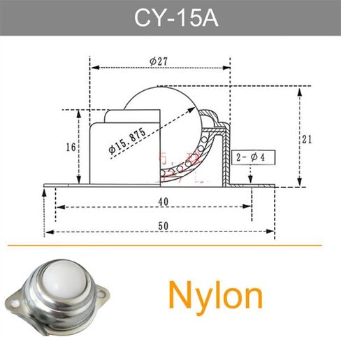 Universal Ball CY-25A 12A 15A19A Nylon Ball Universal Cattle Compression Ball Furnitur Wheel 2Pcs(Nylon CY 15A) in Saudi Arabia