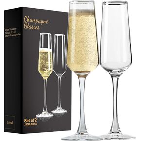 Champagne Glasses 8.5 OZ, Champagne Flutes set of 2, Unique Champagne Gift for Birthday, Wedding, Anniversary, Ideal for Home Bar, Parties etc in Saudi Arabia
