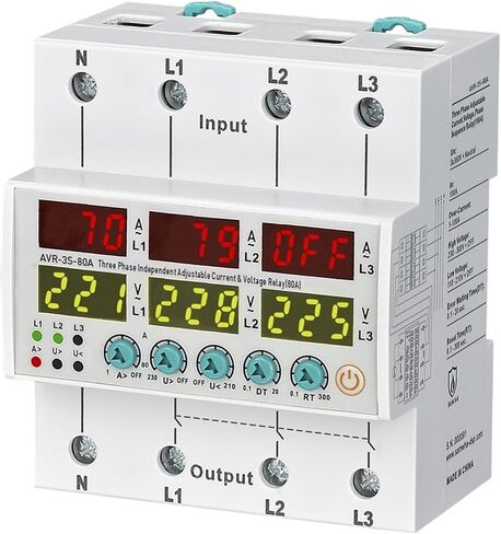 AVR-3S-XXA 3x380V+Nuetral Adjustable Current & Voltage Non-sync Relay 63A 80A 100A 1Pcs(63A) in Kuwait