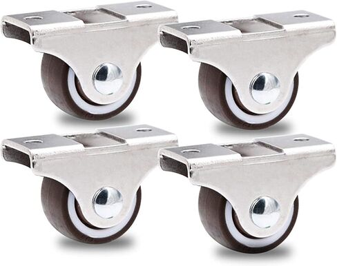 Universal Furniture Caster Furniture Trolley Iron Top Plate Silent Nylon Fixed Caster Wheel 4 Pcs(Chocolate) in Kuwait