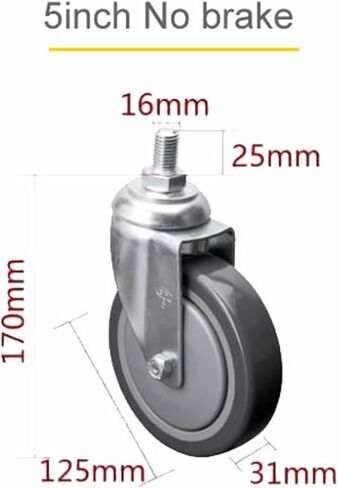 عجلات عجلات Universal Pu Tread مع الفرامل M12x25 عجلات الأثاث حماية الأرض 1pcs (فرامل 4inch) in Kuwait