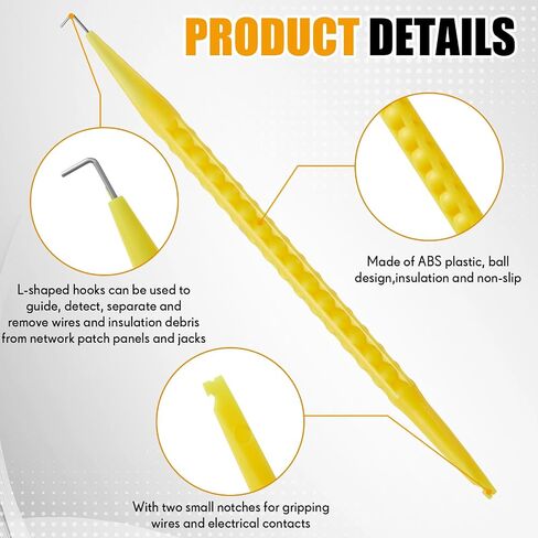 10 PCS Probe Pick Tools Spudger Tools Bulk Nylon مع خطاف الأسلاك على شكل حرف L 7 بوصات لاتصالات بيانات الاتصالات ومثبتات الإنذار (أصفر) in Saudi Arabia