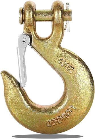 4 Pack 5/16" Clevis Slip Hooks with Safety Latch, Heavy Duty Grade 70 Forged Steel 3/8" Chain Hooks for Trailer Truck Transport Chain, 14,000 Lbs Working Load Limit, Trailer Safety Hooks, Tow Hook in Kuwait